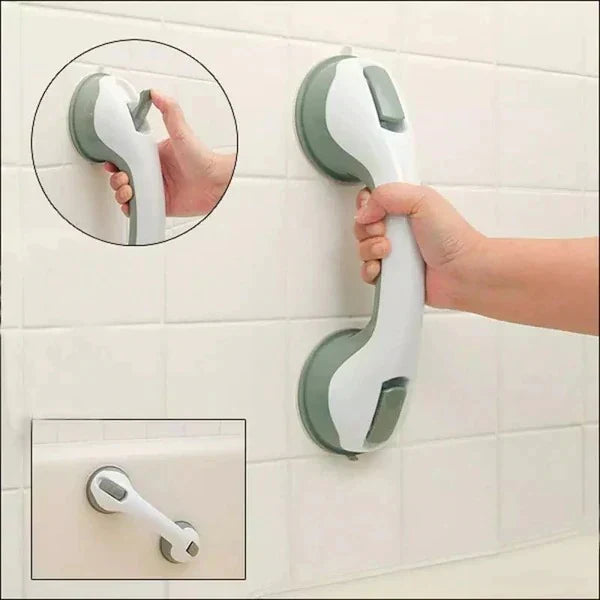 Grab Bars for Shower and Tub on Two Vacuum Cups, 11.6 Inches | Flip the Tabs to Lock, Lift Off Again | No Drilling