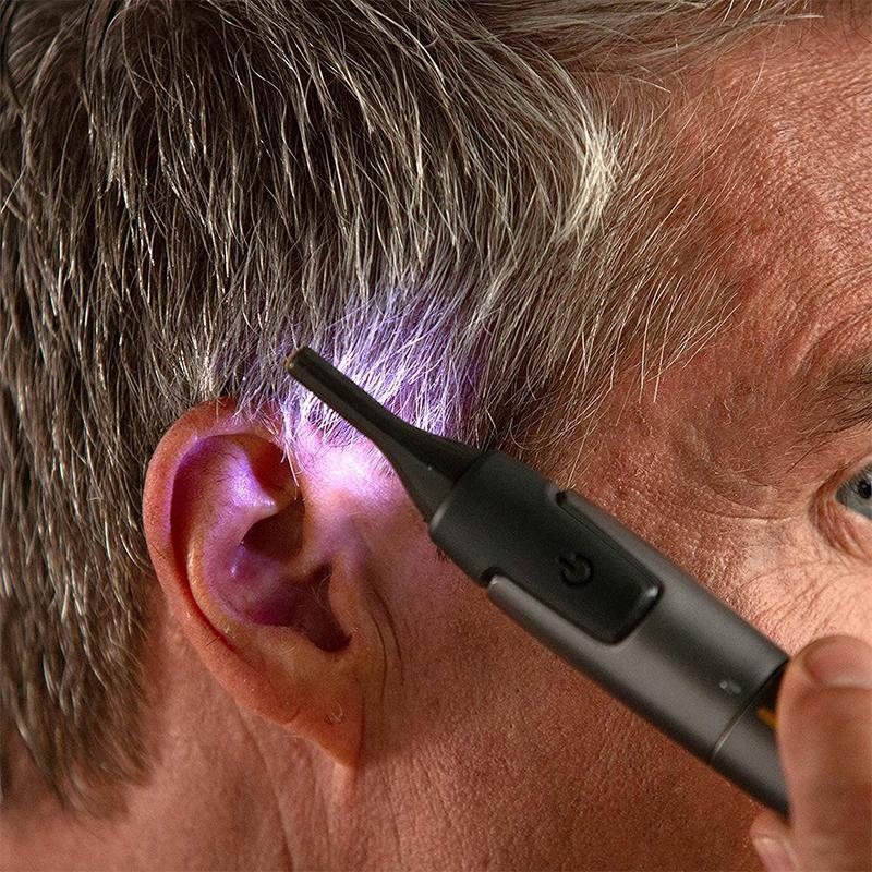Nose Hair Trimmer with LED Light | Cordless Eyebrow and Ear Detail Shaver | Titanium Coated Stainless Steel Blade