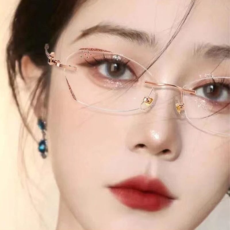 Rimless Reading Glasses with a 95% Blue Light Filter | Lightweight 18g Metal Frame in Gold or Silver