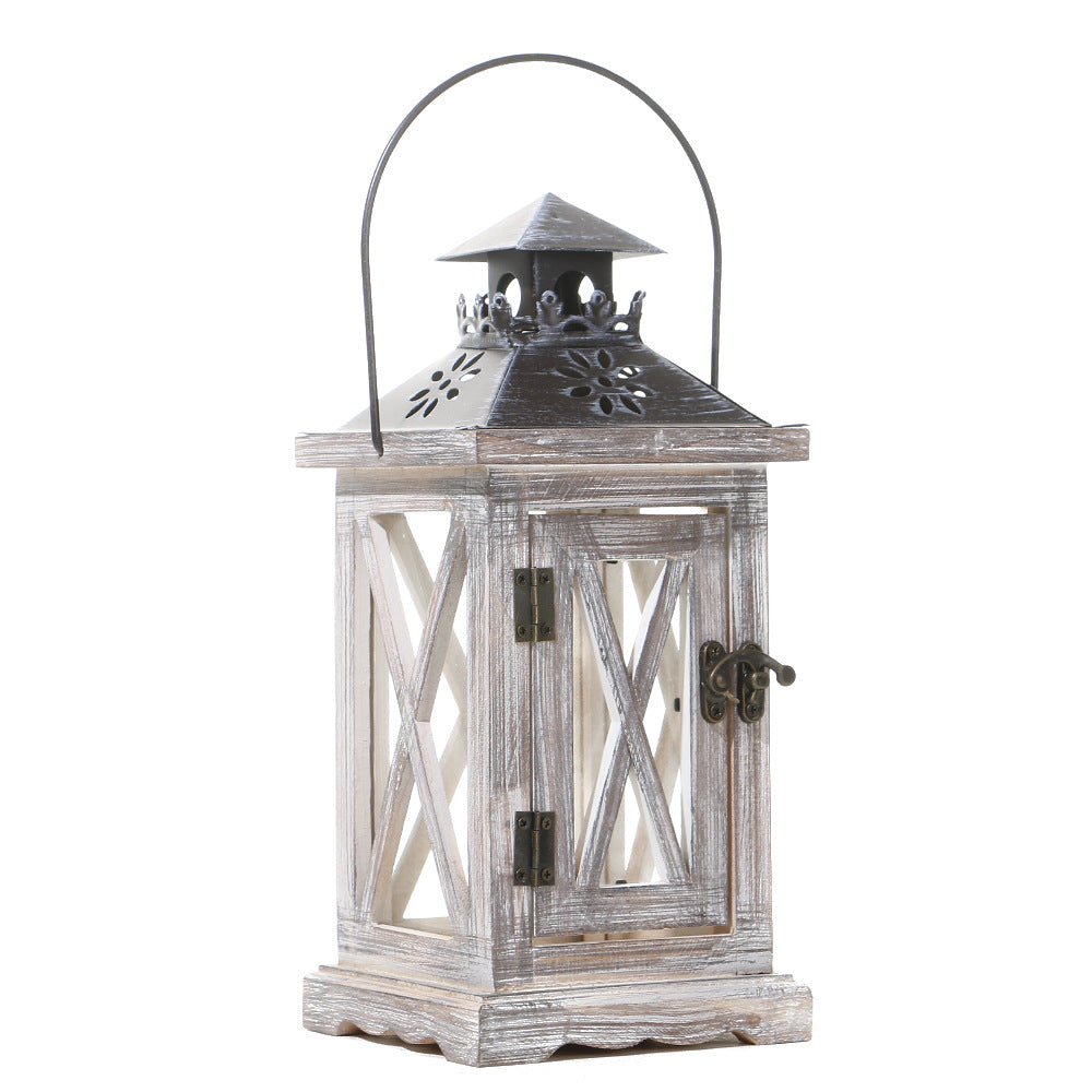Rustic Wooden Candle Lantern with Glass Panels | Metal Roof, Hinged Door and Hanging Ring | 14 Designs