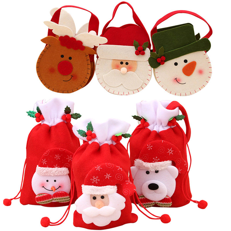 Christmas Snowman Gift Bag with a Stitched Face and Drawstring Top | Reusable Sack for Small Presents | 14 Designs