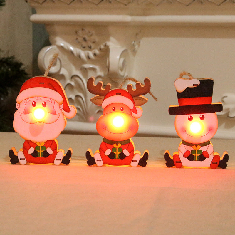 LED Christmas Tree Ornaments with Warm Light | Santa, Reindeer or Snowman Figures | Hanging Decor for Doors and Windows