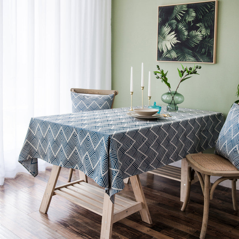 Rectangular Tablecloth with Modern Geometric Triangle Print | 53 x 71 in Washable Fabric | 4 Colors