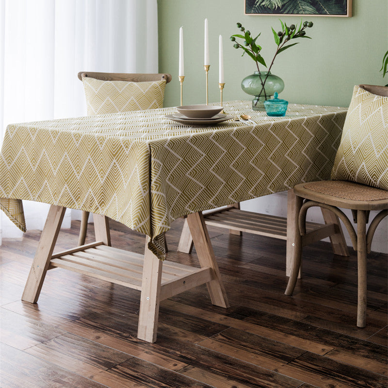 Rectangular Tablecloth with Modern Geometric Triangle Print | 53 x 71 in Washable Fabric | 4 Colors