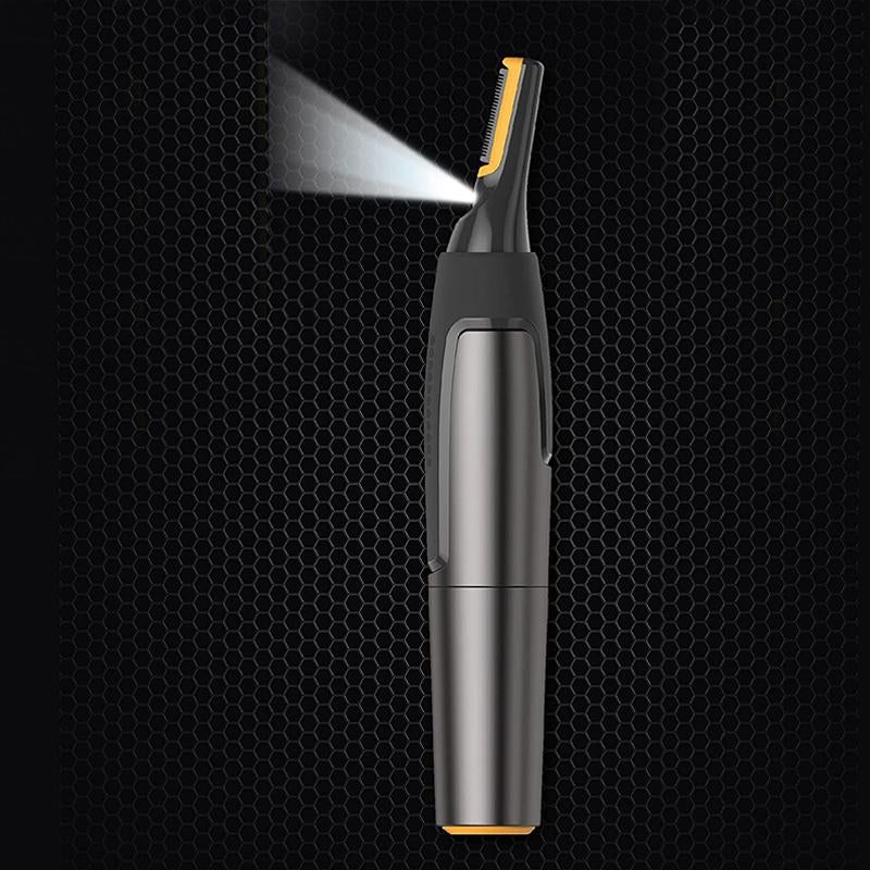 Nasal Hair Trimmer with LED Light and Two Comb Attachments | Titanium Finished Steel Blades | Shapes Brows and Sideburns