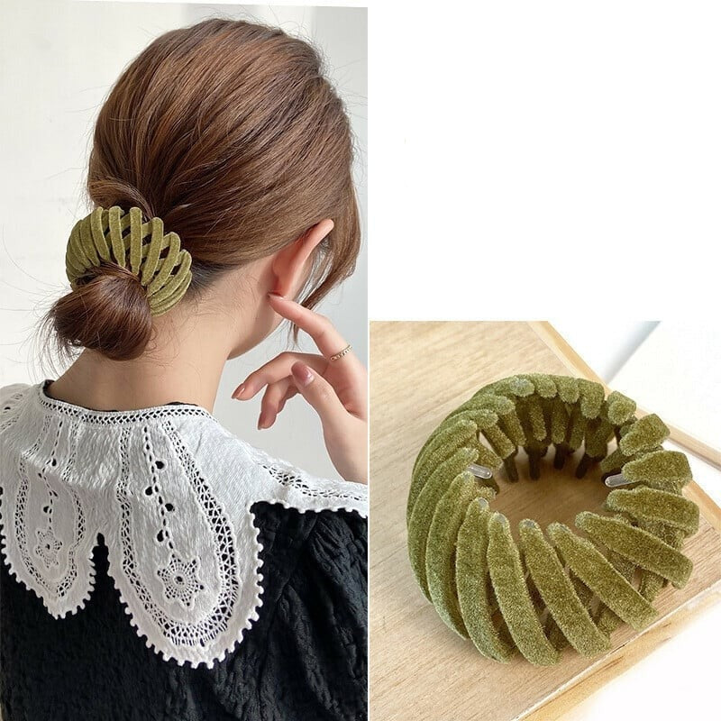 Expandable Bird Nest Hair Clip for Buns and Half-Up Styles | Soft Velvet Finish | Holds a Thick Ponytail Without Pulling