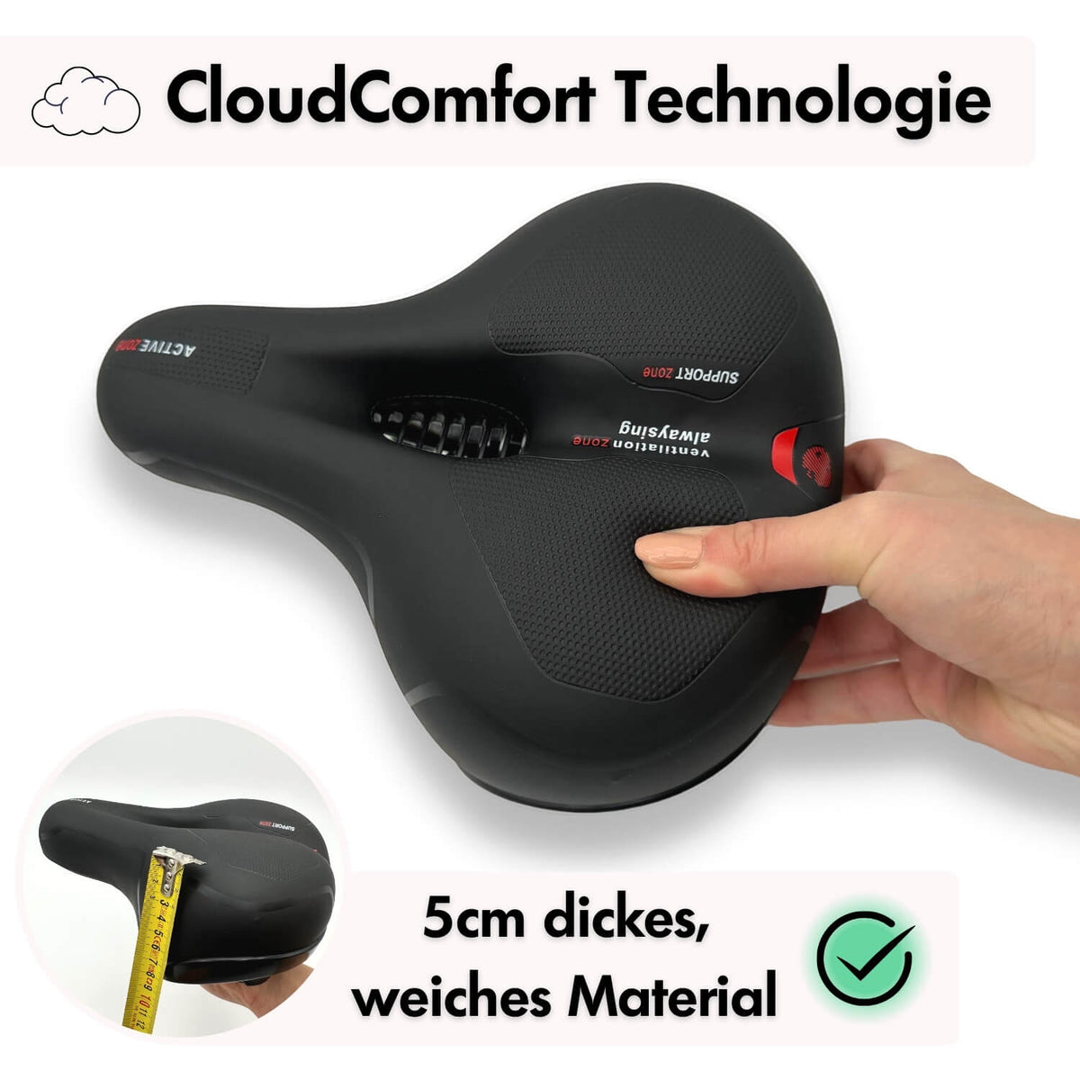 Wide Comfort Bicycle Saddle with Memory Foam Padding | Shock Absorbing Gel Seat | Universal Bike Accessories