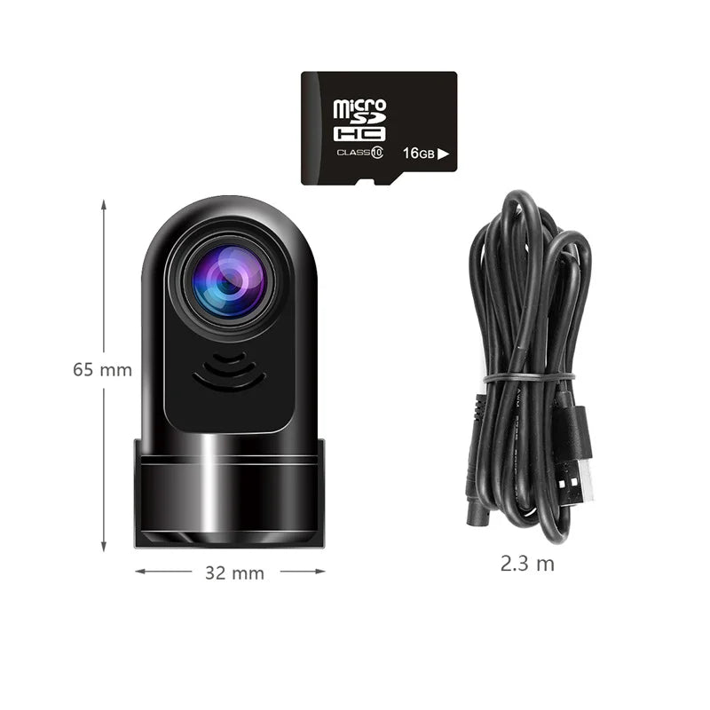 1080p HD Mini Dash Cam | 360 Degree Rotating Car Security Camera with ADAS Alerts | 24 Hour Parking Monitor