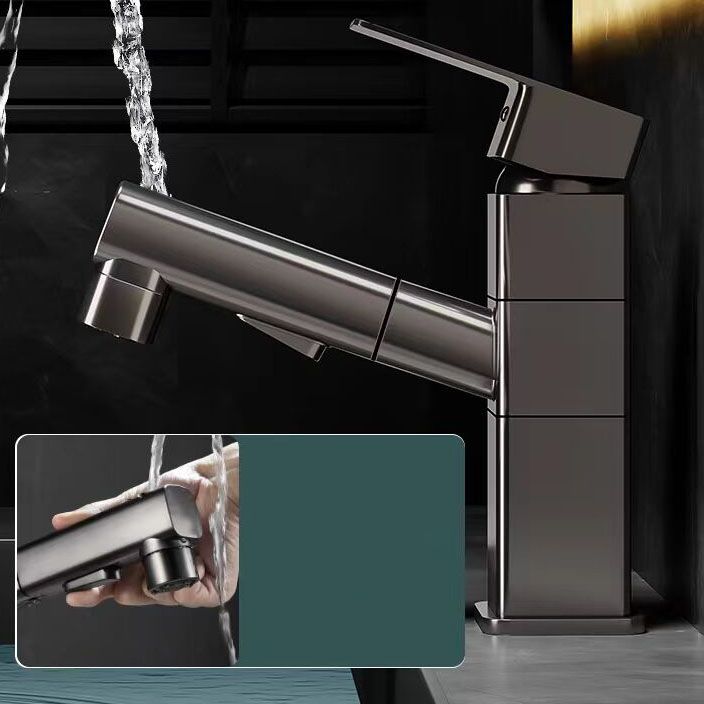 Bathroom Faucet with a Pull Out Spray Head and Swivel Spout | Single Lever Mixer in Gray, Black or White | Four Designs
