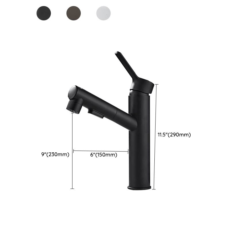 Bathroom Faucet with a Pull Out Spray Head and Swivel Spout | Single Lever Mixer in Gray, Black or White | Four Designs