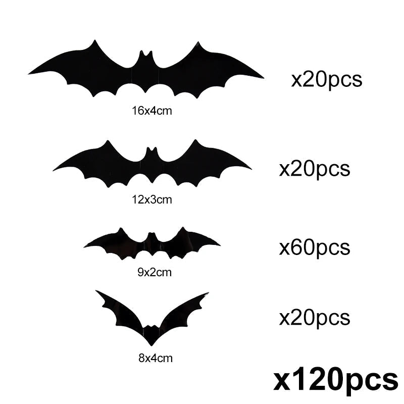 120 piece pack of lifelike 3D Halloween bat wall decor