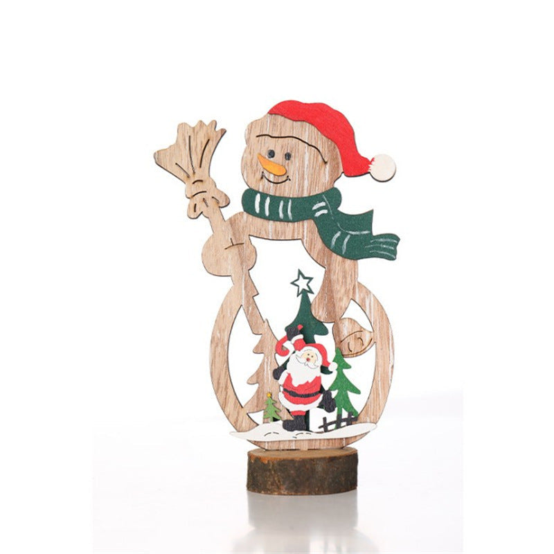 Wooden Christmas Ornaments with a Santa and Evergreen Tree Design | Four Styles to Hang | Mantel and Table Decorations