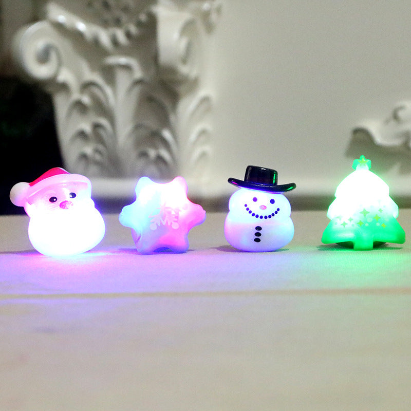 Light Up Christmas Finger Rings in Santa, Snowman and Star Designs | Mini Glowing Party Favors | Colorful Stocking Filler