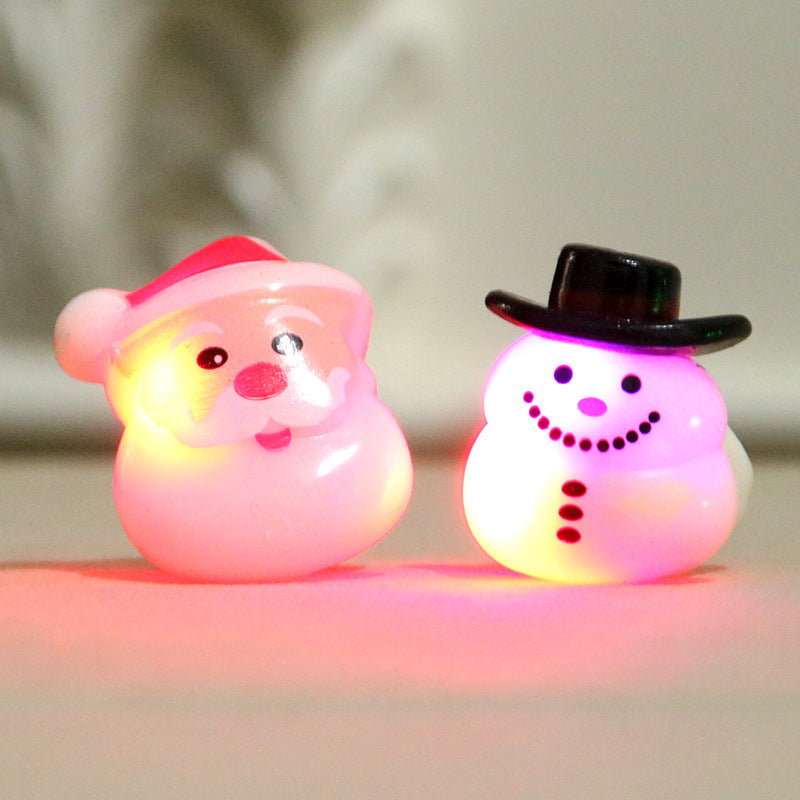 Light Up Christmas Finger Rings in Santa, Snowman and Star Designs | Mini Glowing Party Favors | Colorful Stocking Filler