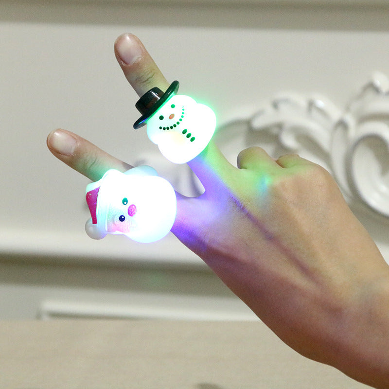 Light Up Christmas Finger Rings in Santa, Snowman and Star Designs | Mini Glowing Party Favors | Colorful Stocking Filler