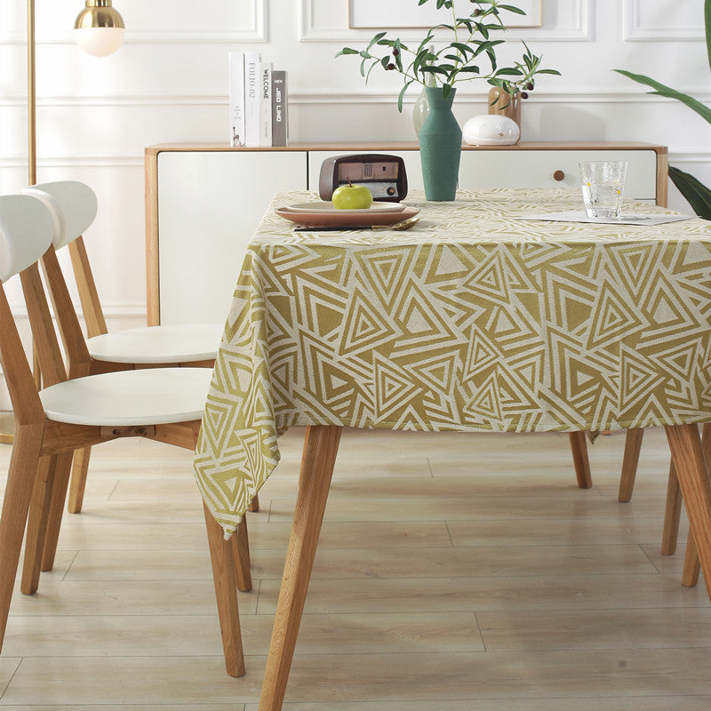 Rectangular Tablecloth with Modern Geometric Triangle Print | 53 x 71 in Washable Fabric | 4 Colors