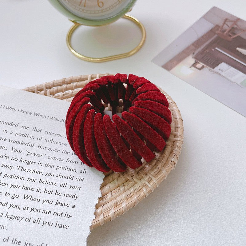Expandable Bird Nest Hair Clip for Buns and Half-Up Styles | Soft Velvet Finish | Holds a Thick Ponytail Without Pulling