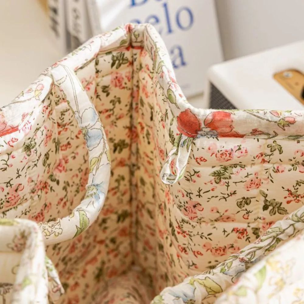 Floral Canvas Storage Basket