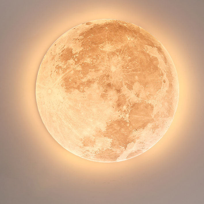 Moon Ceiling Light Flush Mount Wood Finish