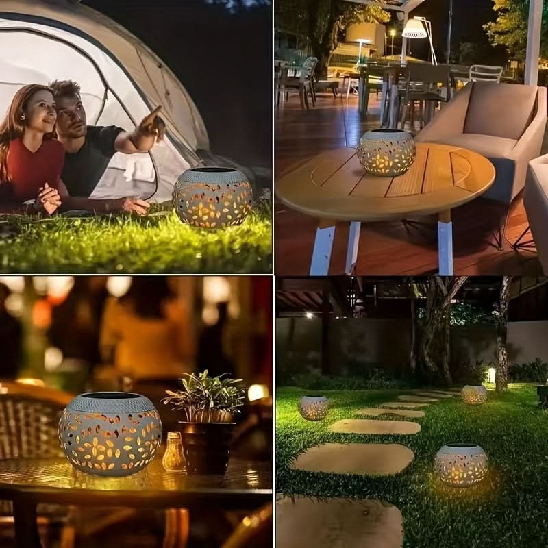 Outdoor Solar-Powered Metal Table Lamp with Toggle Switch | White, Black or Copper | Warm-White Auto-Charging Lantern