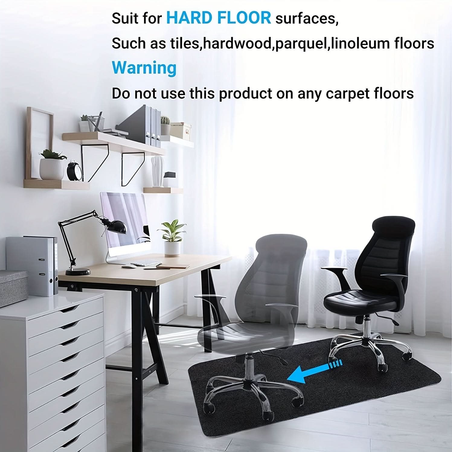 Premium PVC Chair Mat for Hardwood & Office Floors 35 x 47/55 In | 5 Colors | Smooth Rolling Protection for Desks & Gaming