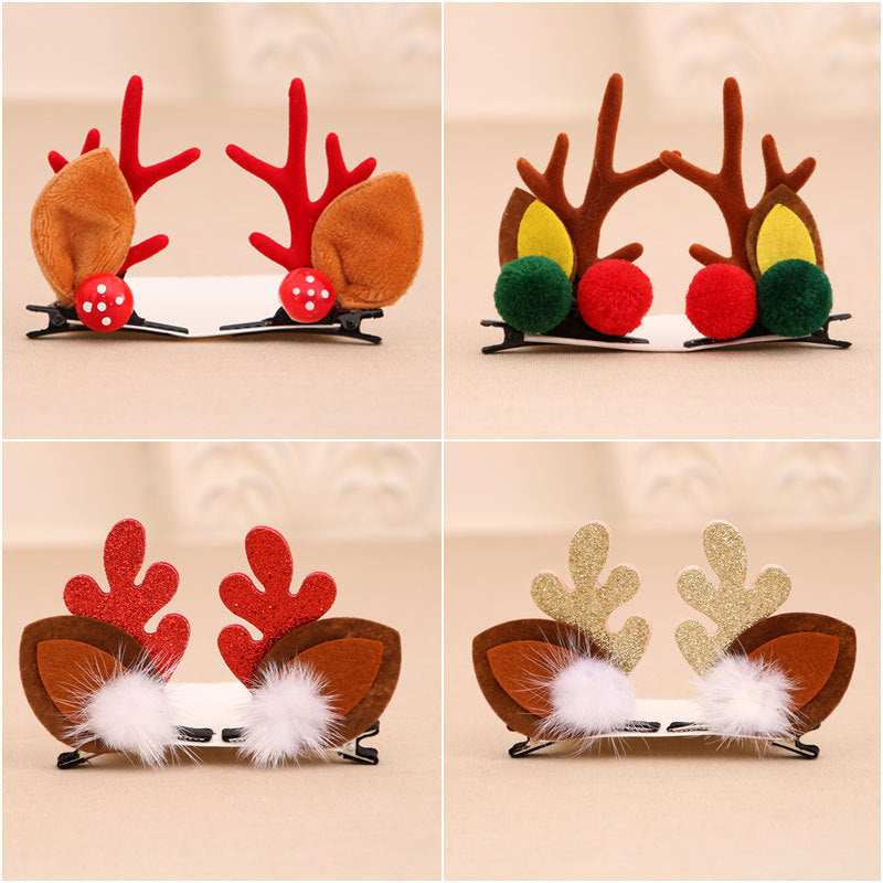 Reindeer Antler Hair Clips with Colorful Pompoms | Secure Hold That Lasts All Day | Festive Christmas Accessories