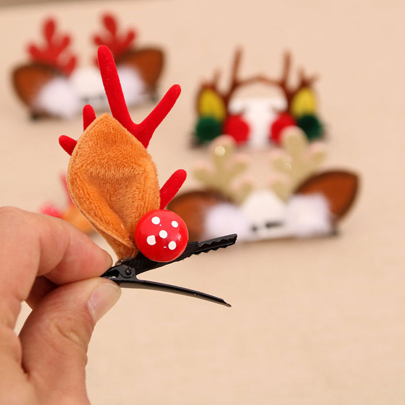 Reindeer Antler Hair Clips with Colorful Pompoms | Secure Hold That Lasts All Day | Festive Christmas Accessories