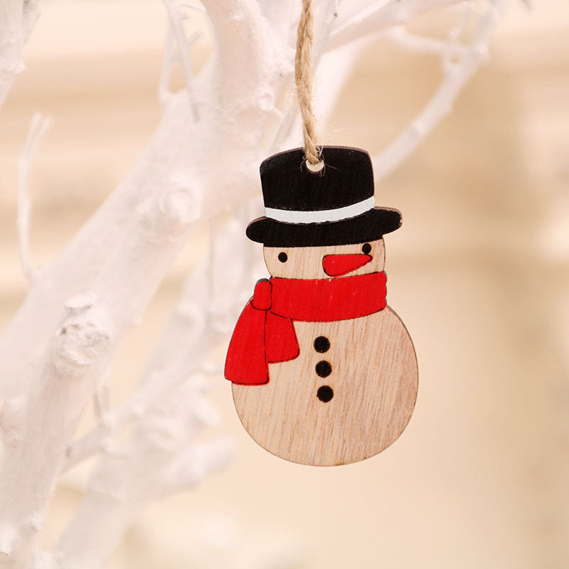 Wooden Snowman Christmas Ornament with a Black Top Hat | Red Scarf and Compact Size | Sustainable Hanging Decorations