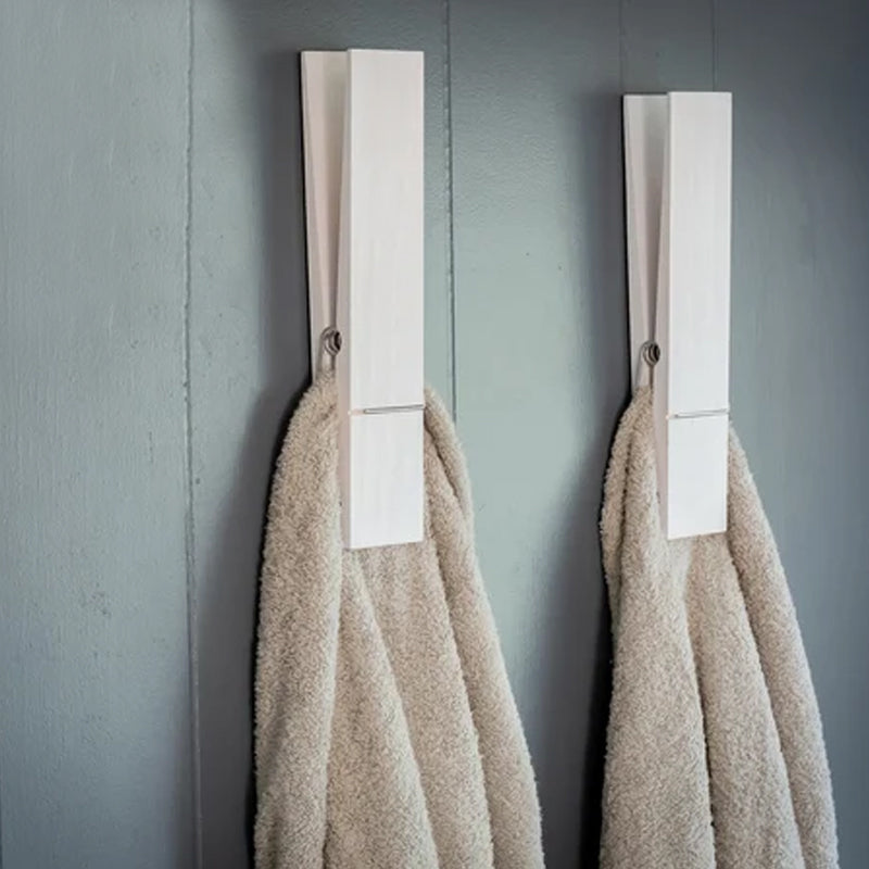 Wooden Clothespin Towel Organizer for the Wall | Spring Clip Holds Firm, No Drilling | Three Sizes, Six Finishes