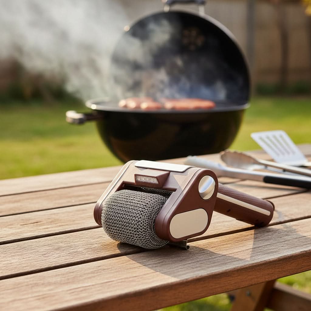 Electric BBQ Grill Cleaning Brush | Stainless Steel Roller, USB Rechargeable | Fast Residue Removal for Grates