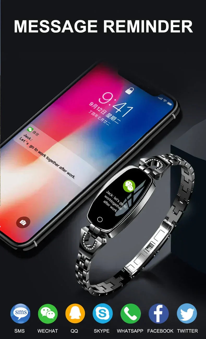 Fitness Band and Smart Watch with a Steel Link Bracelet | Heart Rate, Sleep and Step Data | IP67 Water Resistant, Gold or Silver