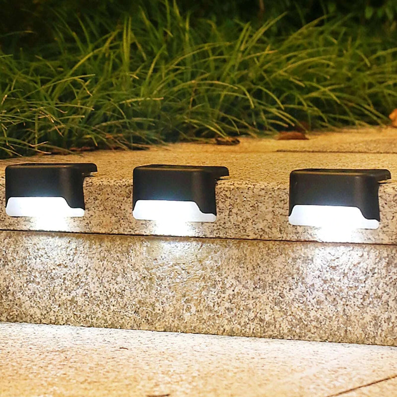 Solar Path Lights for Outdoor Steps and Fences, Set of 4 | No Switch, Charges in Daylight | Yellow, White or Multicolour