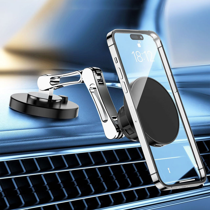 Magnetic Car Phone Holder for the Dashboard | Folding Arm with 360 Degree Rotation | Optional 15W Wireless Charging