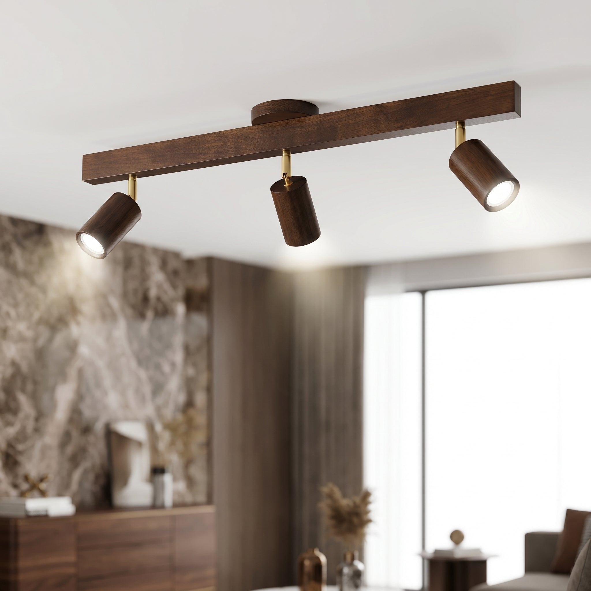 Wood Track Lighting Adjustable Spotlights