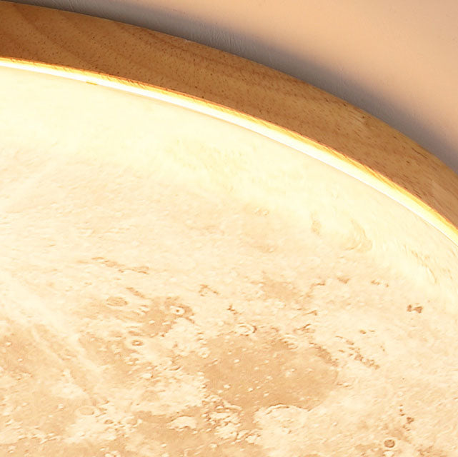Moon Ceiling Light Flush Mount Wood Finish