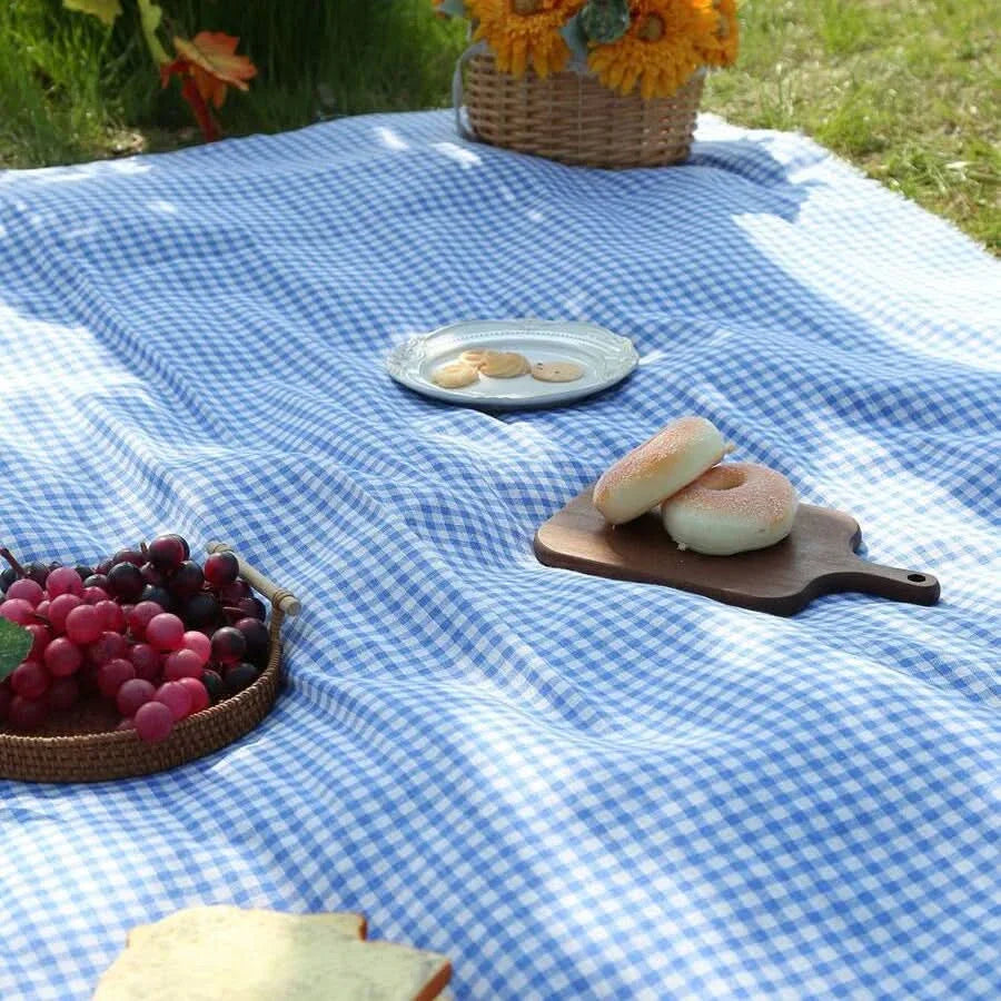 Quick-Dry Plaid Picnic Mat 39x59 to 94x59 In | 3 Colors | Lightweight Foldable Mat for Camping, Beach & Travel