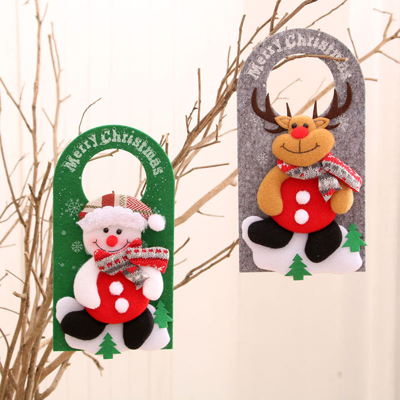 Felt Christmas Ornaments with Cheerful Character Designs | Soft Hat and Scarf Details, Hanging Loop | Four Styles for Tree or Door