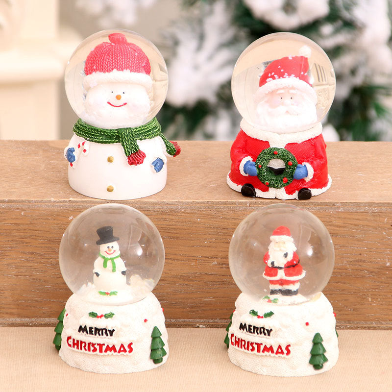 Light Up Christmas Figurines with a Clear Snow Globe Dome | Santa with a Wreath or Snowman in a Scarf | Soft Bedside Glow