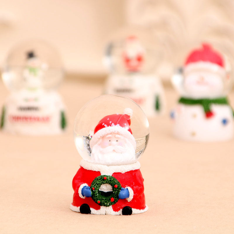 Light Up Christmas Figurines with a Clear Snow Globe Dome | Santa with a Wreath or Snowman in a Scarf | Soft Bedside Glow