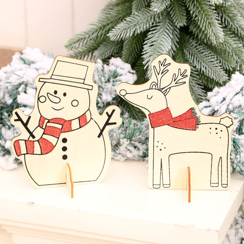 Wooden Christmas Ornaments Craft Set with Color Markers | Blank Elf and Character Cutouts to Decorate | Two Designs for Family Crafting