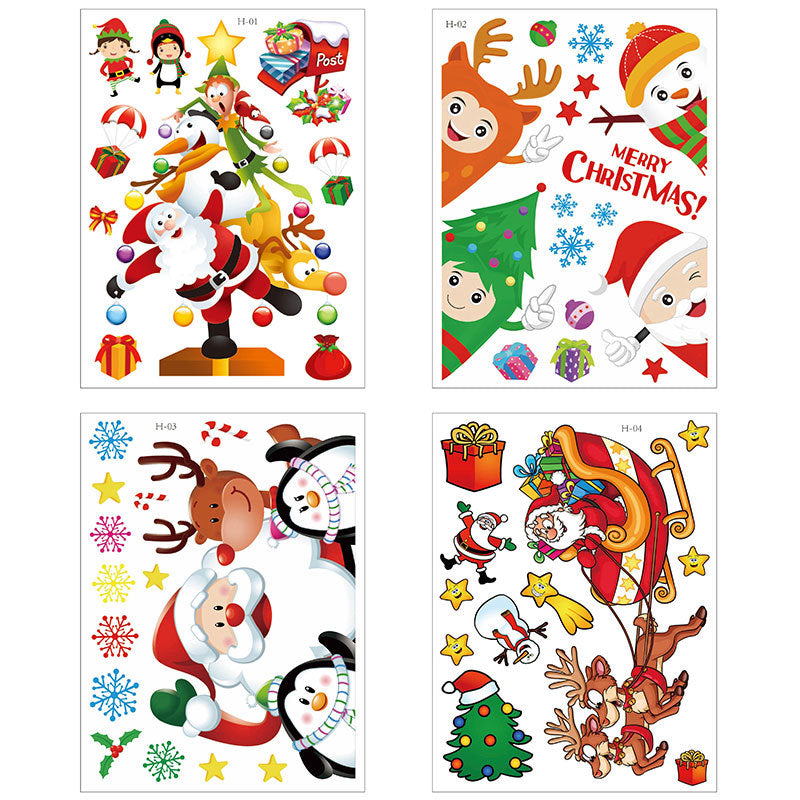 Christmas Wall Decals with Santa, Elves and Reindeer | Peel and Stick Vinyl That Leaves No Residue | Twelve Designs, Repositionable