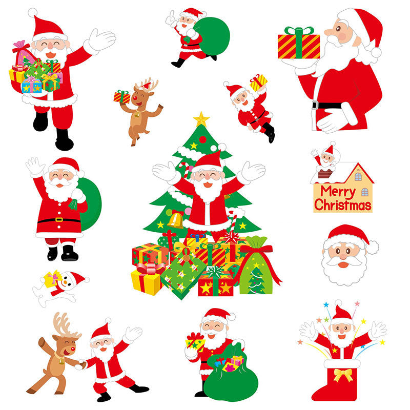 Christmas Wall Decals with Santa, Elves and Reindeer | Peel and Stick Vinyl That Leaves No Residue | Twelve Designs, Repositionable