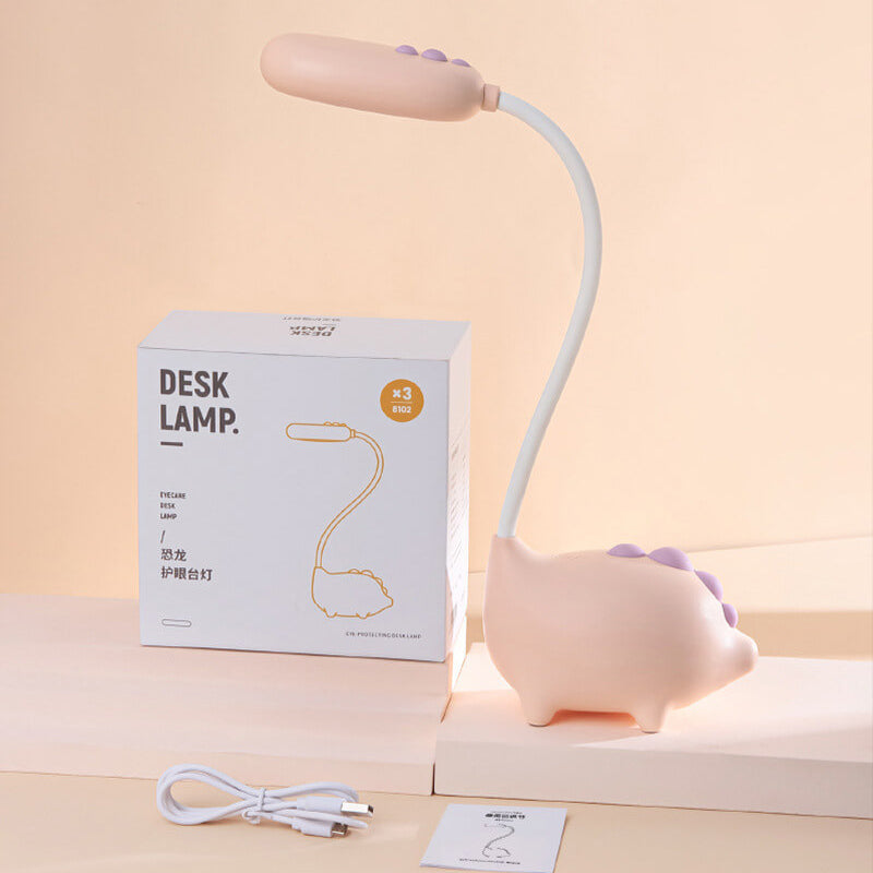 Rechargeable LED Desk Lamp for Kids | Flexible Gooseneck with Soft Flicker Free Light | Animal Base and Pen Holder