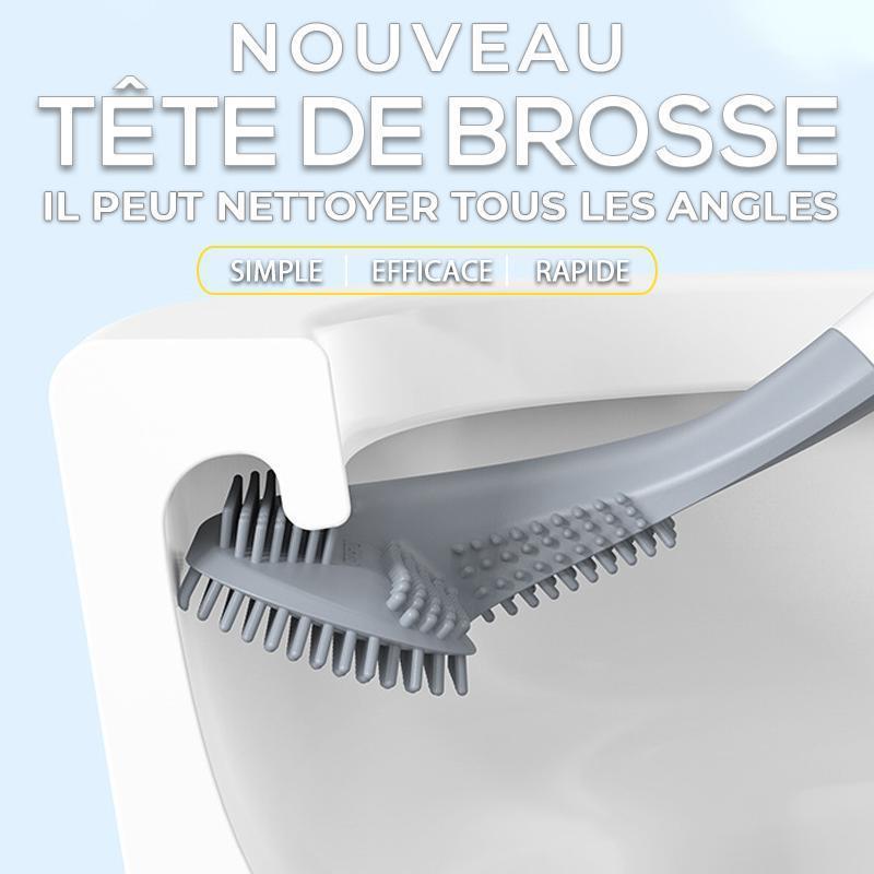 Long Handle Toilet Brush with a Silicone Head | Reaches Under the Rim and Resists Tangled Hair | Wall Mount, No Drilling