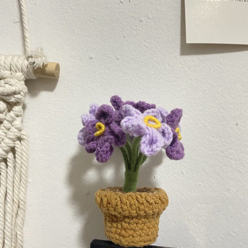 Hand Knitted Artificial Flowers in Their Own Little Pot | Desk, Shelf and Windowsill Decor That Never Wilts | Thirteen Styles