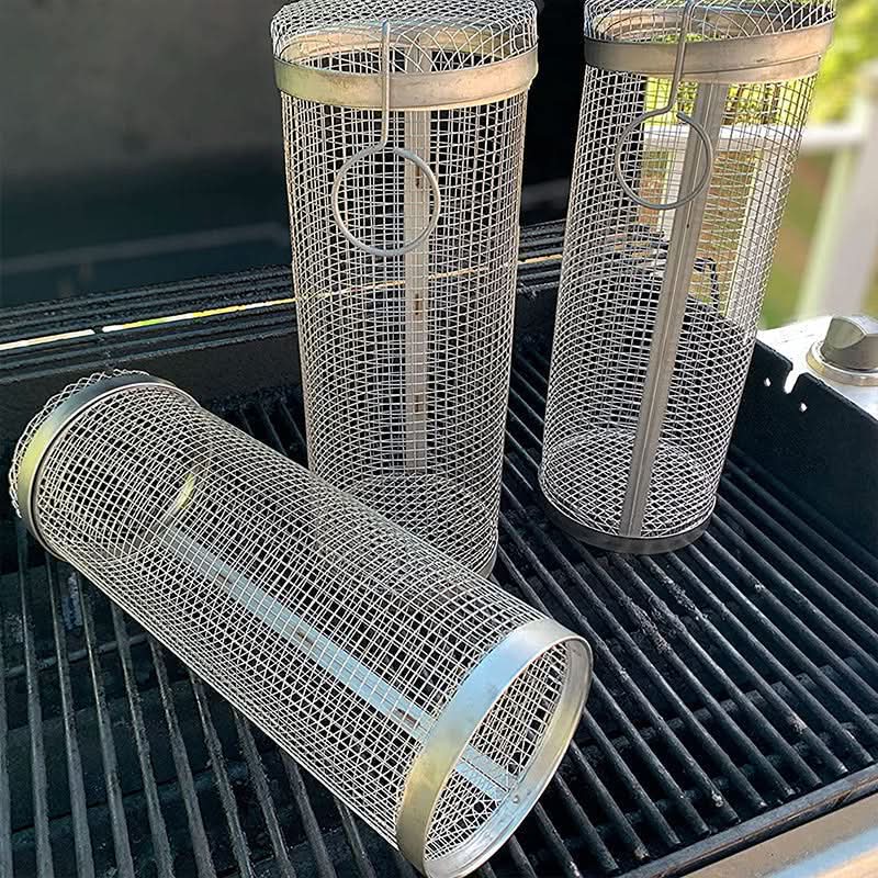 Stainless Steel BBQ Grill Basket Cylinder