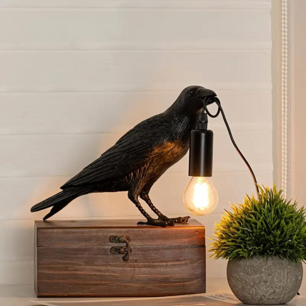 USB powered raven lamp with warm bulb glow