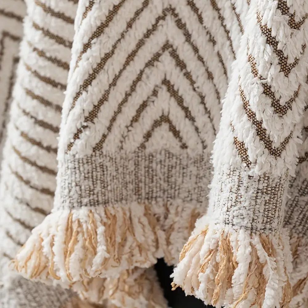 Stripe Herringbone Sofa Cover Throw