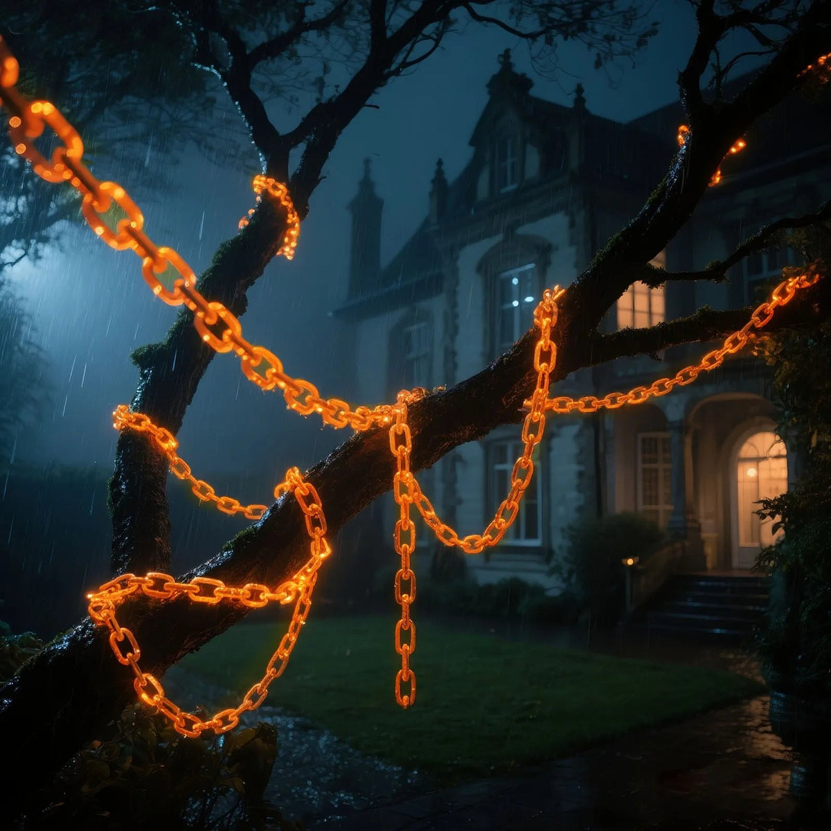 Halloween Chain String Lights | 157 In Orange LED Chain, 8 Modes and 6 Hour Timer | Waterproof, Battery Powered