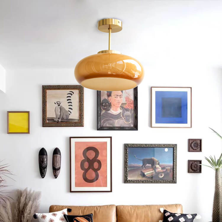 Bauhaus Glass Ceiling Light Semi Flush Mount